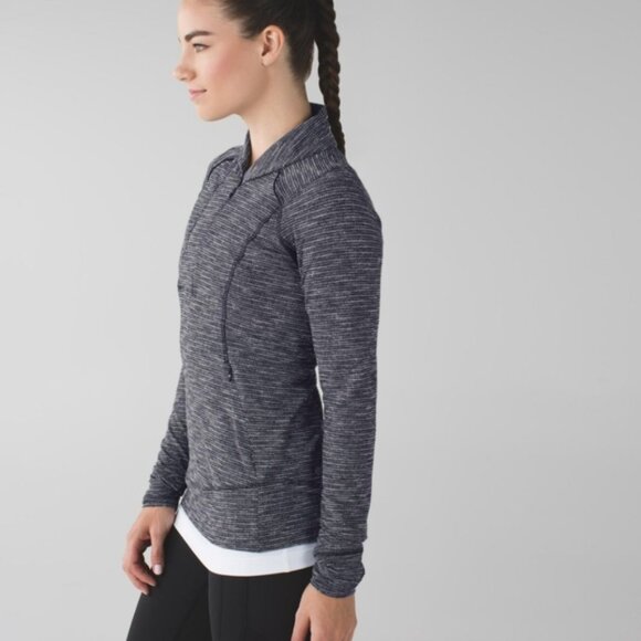 Lululemon Think Fast Pullover Long Sleeve Zip Coco Pique Black - Picture 3 of 12